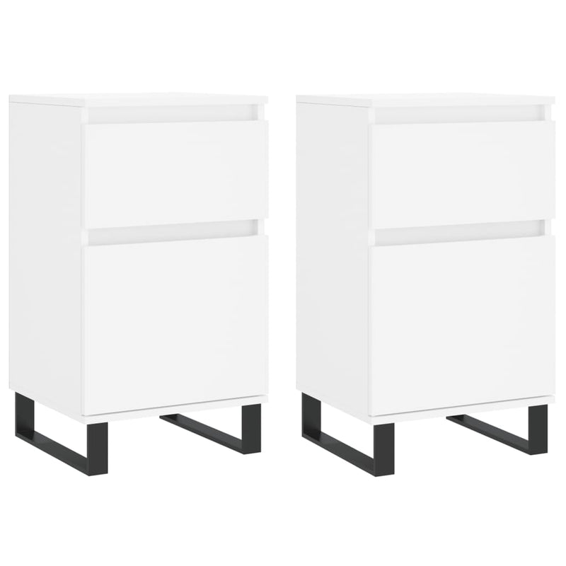 Servante, 2 buc., alb, 40x35x70 cm, lemn prelucrat