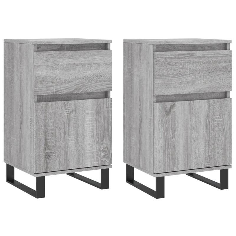 Servante, 2 buc., gri sonoma, 40x35x70 cm, lemn prelucrat