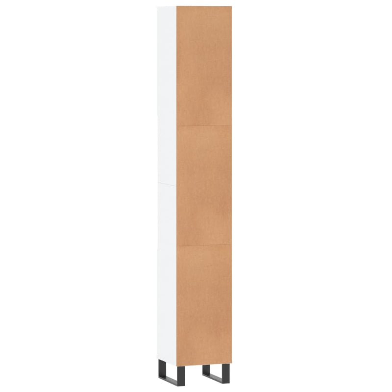 Dulap de baie, alb, 30x30x190 cm, lemn prelucrat