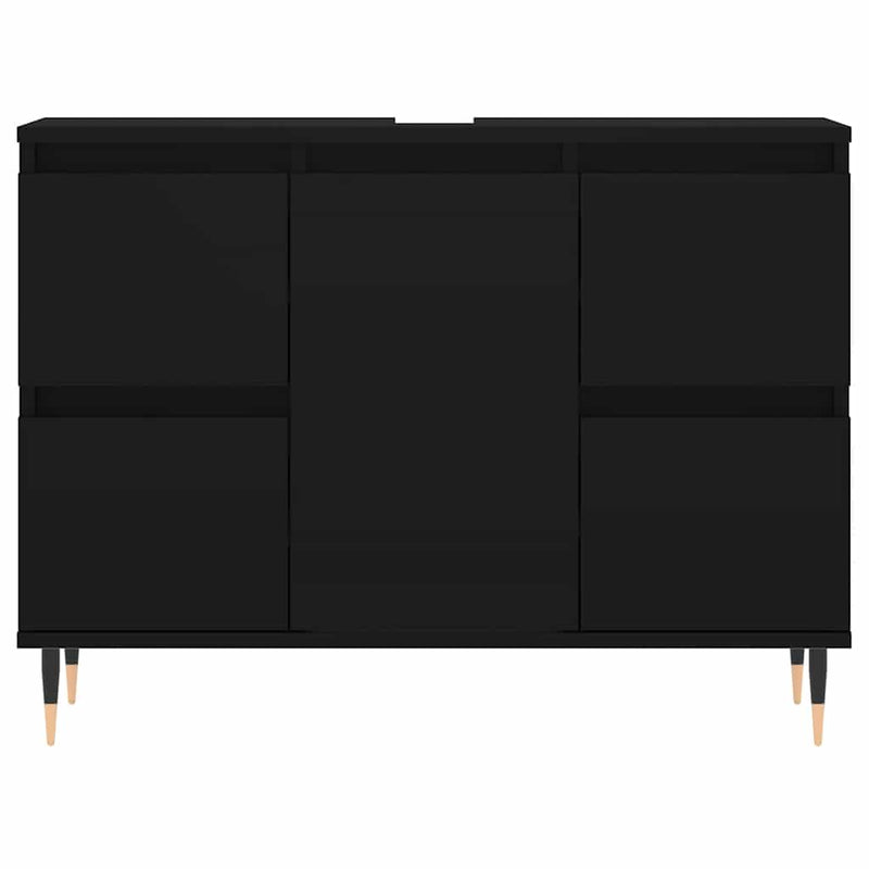 Dulap pentru baie, negru, 80x33x60 cm, lemn compozit