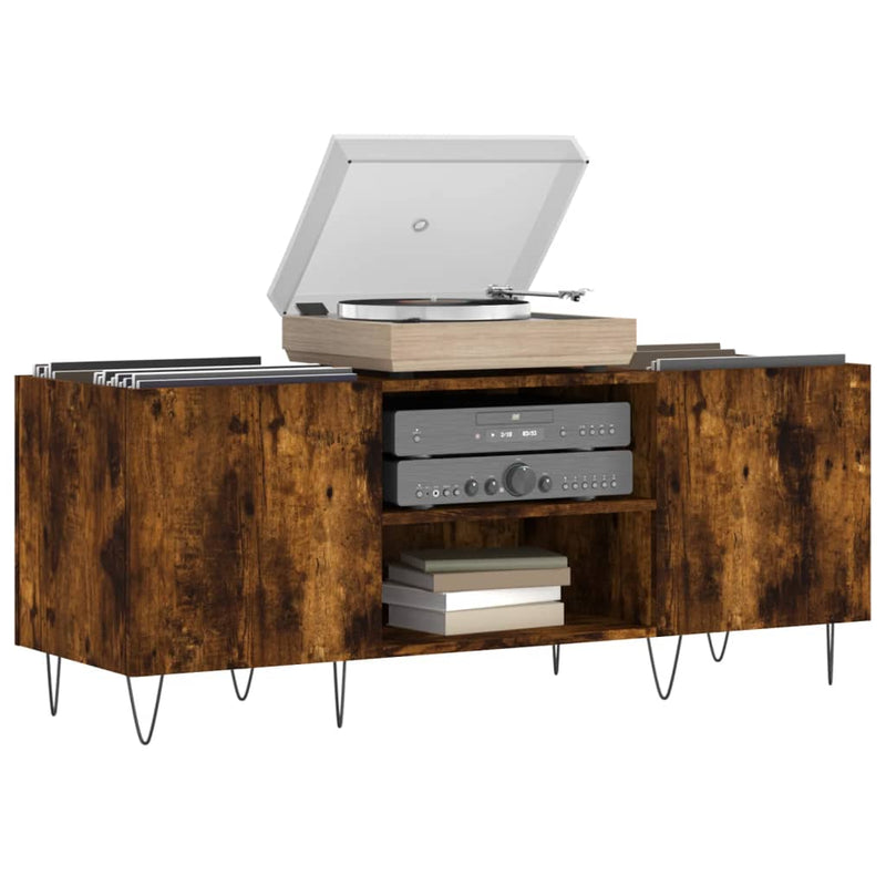 Dulap pentru discuri stejar afumat 121x38x48 cm, lemn prelucrat