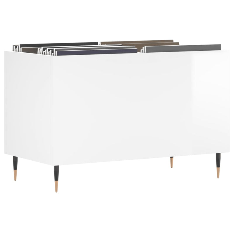 Dulap pt discuri, alb extralucios 74,5x38x48 cm lemn prelucrat