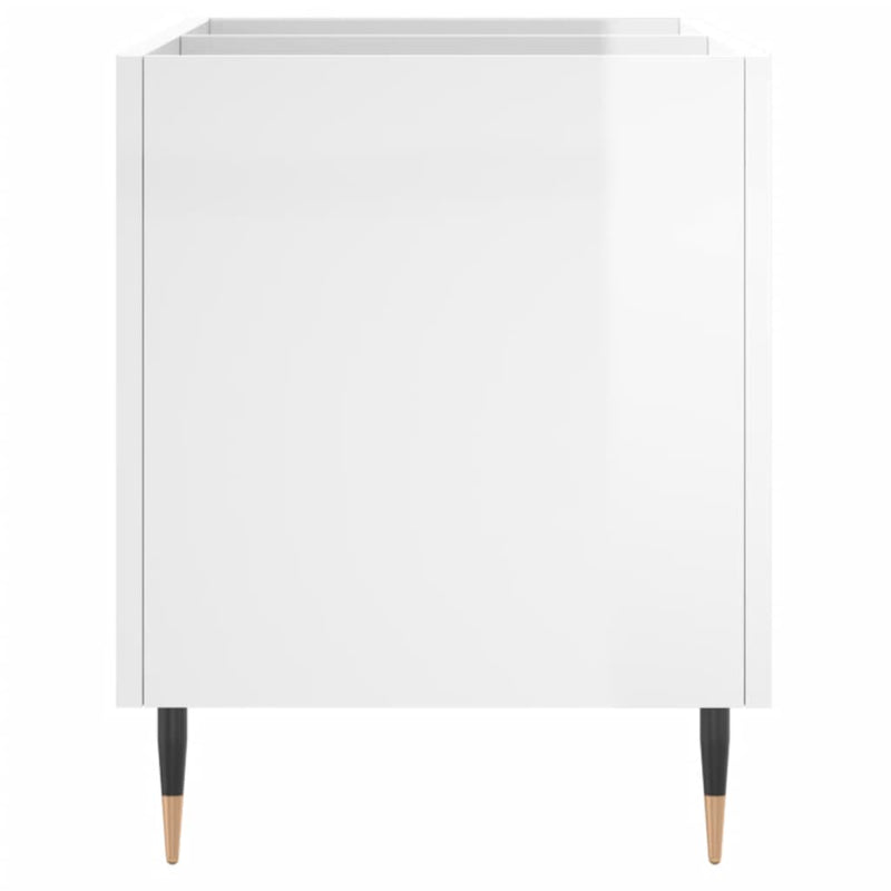 Dulap pt discuri, alb extralucios 74,5x38x48 cm lemn prelucrat