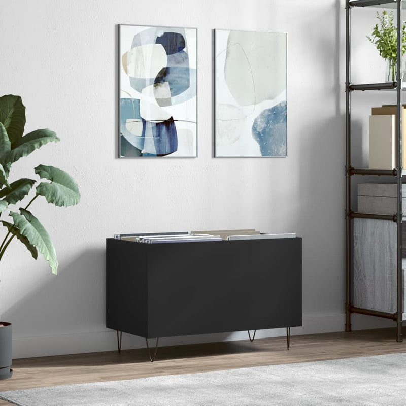 Dulap pentru discuri, negru, 74,5x38x48 cm, lemn prelucrat