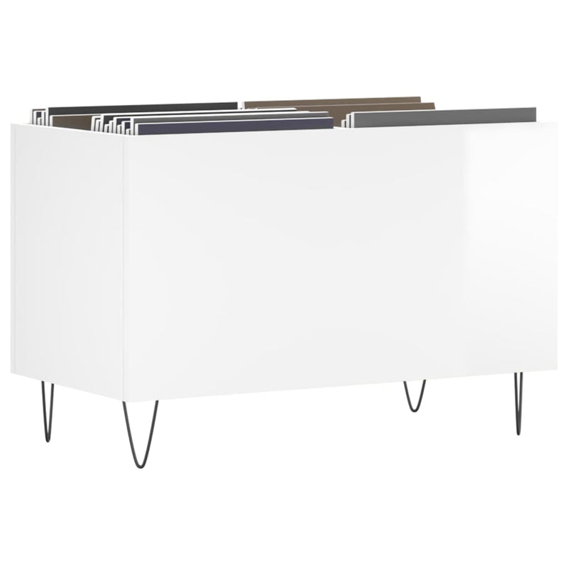 Dulap pt discuri, alb extralucios 74,5x38x48 cm lemn prelucrat