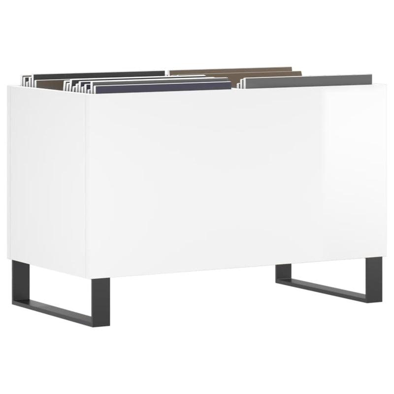 Dulap pt discuri, alb extralucios 74,5x38x48 cm lemn prelucrat
