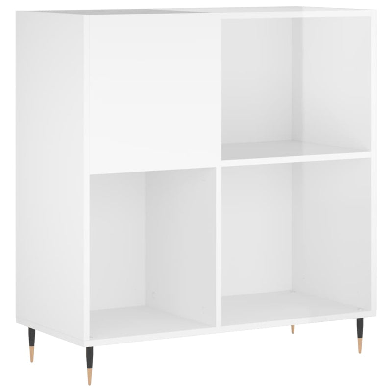 Dulap de discuri alb extralucios 84,5x38x89 cm lemn compozit