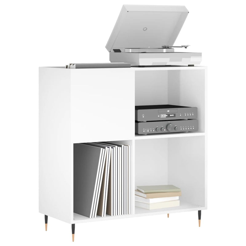 Dulap de discuri alb extralucios 84,5x38x89 cm lemn compozit