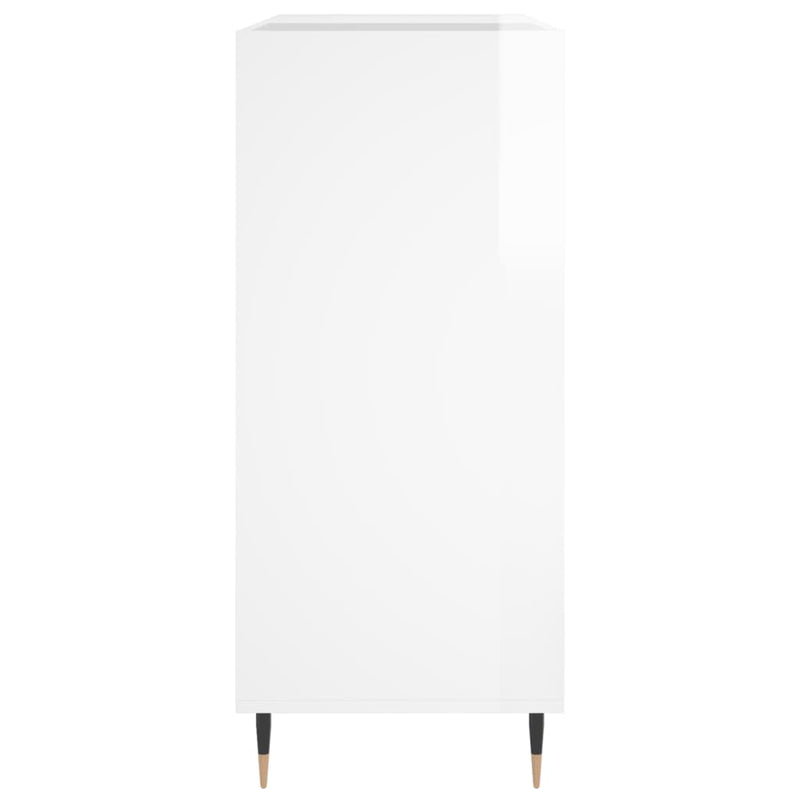 Dulap de discuri alb extralucios 84,5x38x89 cm lemn compozit