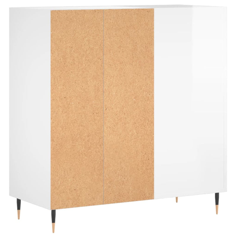 Dulap de discuri alb extralucios 84,5x38x89 cm lemn compozit