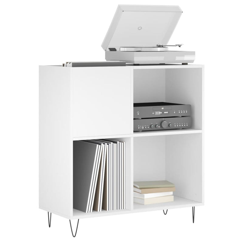 Dulap pentru discuri, alb, 84,5x38x89 cm, lemn compozit