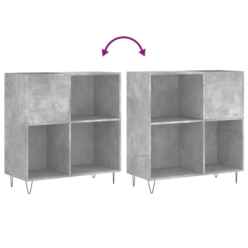 Dulap pentru discuri gri beton 84,5x38x89 cm lemn compozit