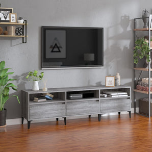 Comodă TV, gri sonoma, 150x30x44,5 cm, lemn prelucrat