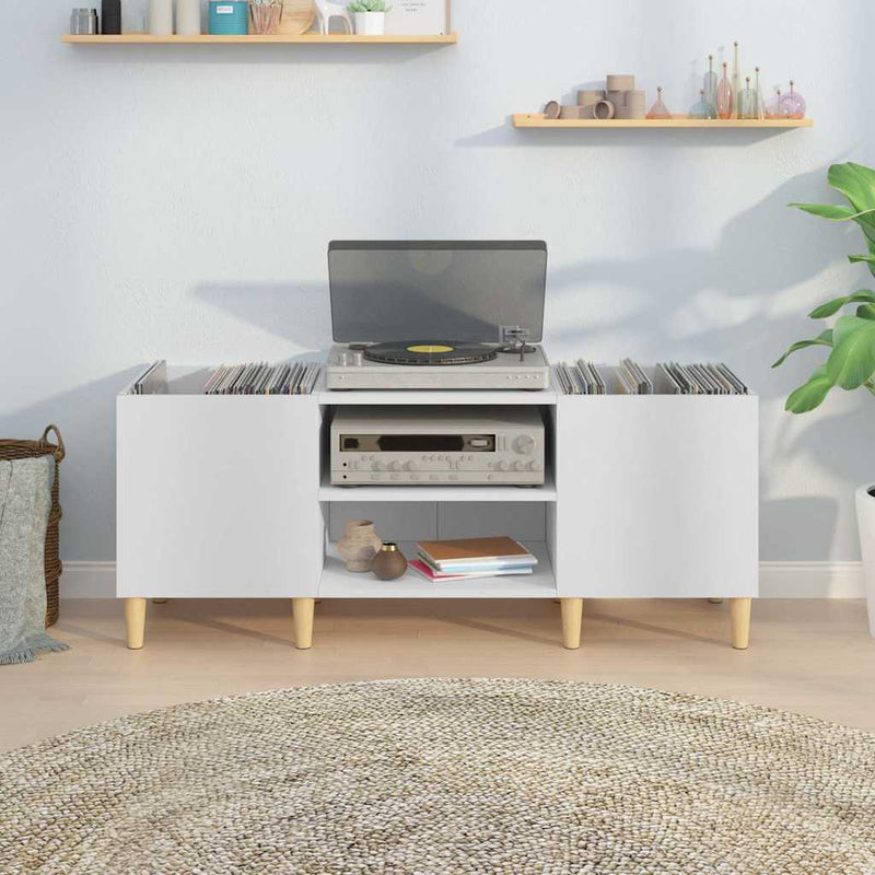 Dulap pentru discuri, alb, 121x38x48 cm, lemn stratificat