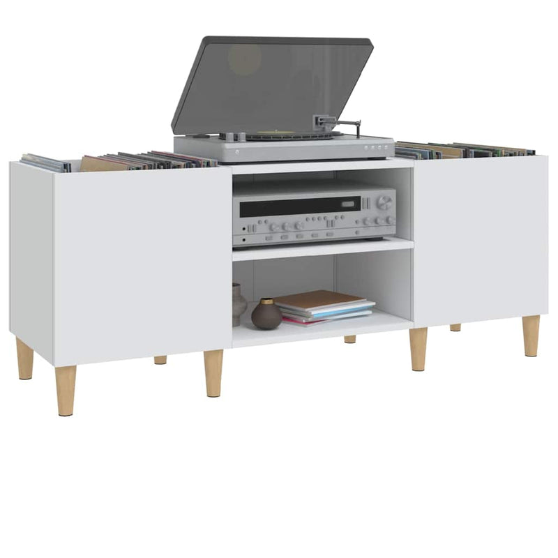 Dulap pentru discuri, alb, 121x38x48 cm, lemn stratificat