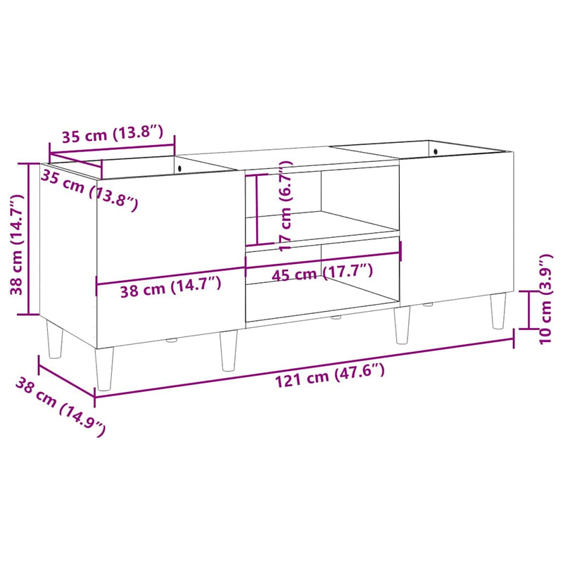Dulap pentru discuri, alb, 121x38x48 cm, lemn stratificat