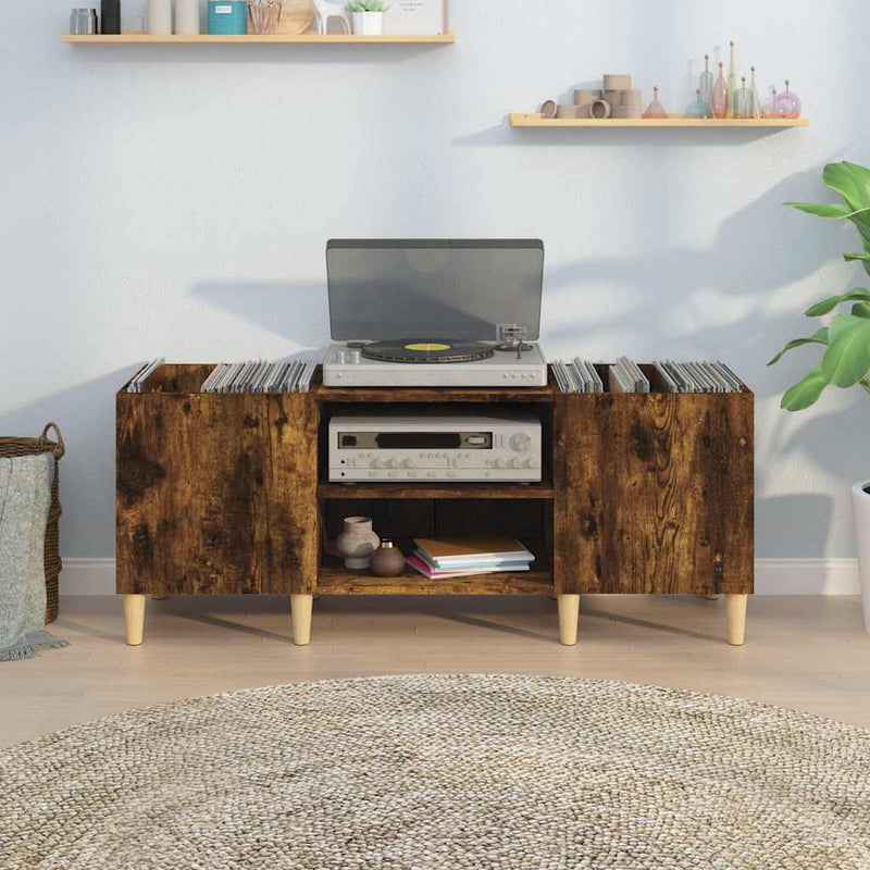 Dulap pentru discuri stejar afumat 121x38x48 cm, lemn prelucrat
