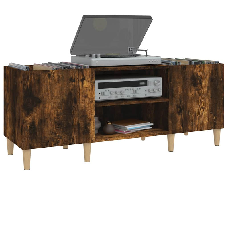 Dulap pentru discuri stejar afumat 121x38x48 cm, lemn prelucrat