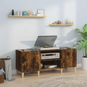 Dulap pentru discuri stejar afumat 121x38x48 cm, lemn prelucrat