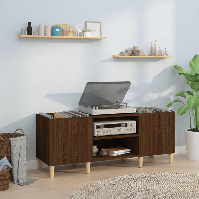 Dulap pentru discuri stejar maro, 121x38x48 cm, lemn prelucrat