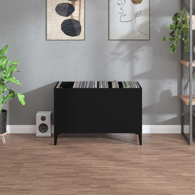 Dulap pentru discuri, negru, 74,5x38x48 cm, lemn prelucrat