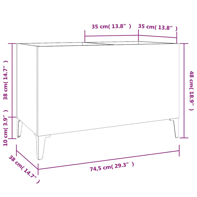 Dulap pentru discuri, negru, 74,5x38x48 cm, lemn prelucrat
