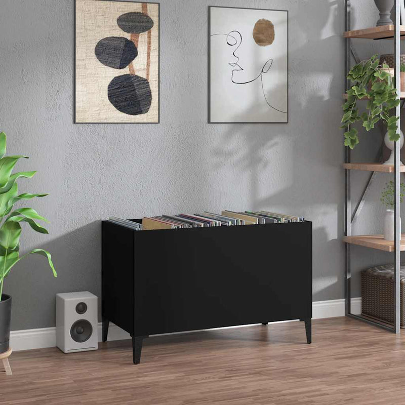 Dulap pentru discuri, negru, 74,5x38x48 cm, lemn prelucrat