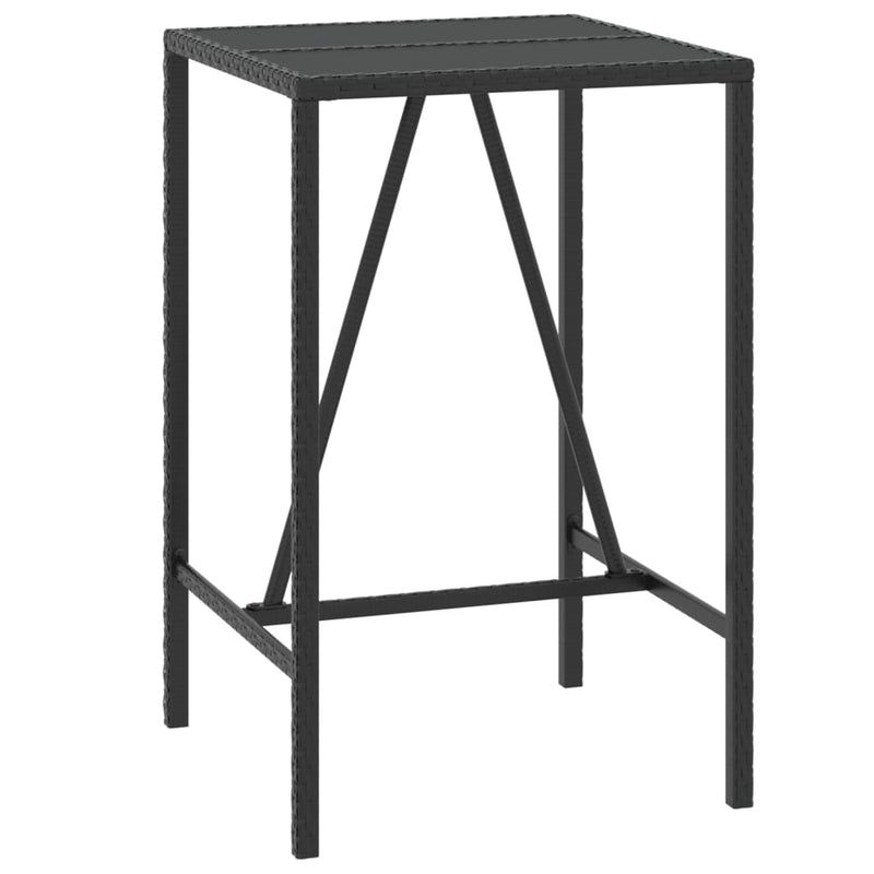 Set mobilier bar de grădină cu perne, 3 piese, negru, poliratan