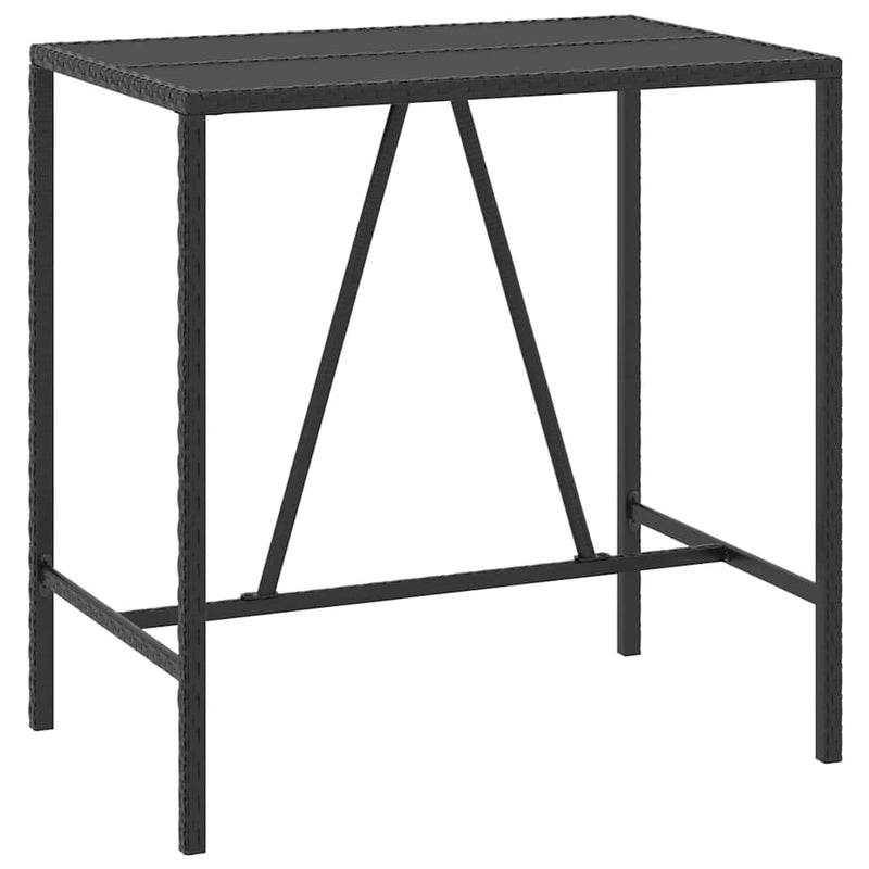Set bar de grădină, 7 piese, cu perne, negru, poliratan