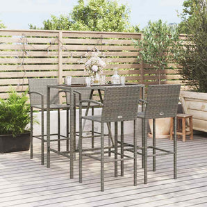 Set mobilier bar de grădină, 5 piese, gri, poliratan