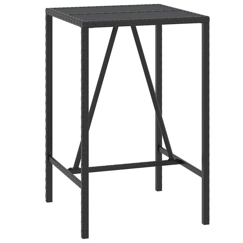 Set bar pentru grădină, 5 piese, negru, poliratan/lemn acacia
