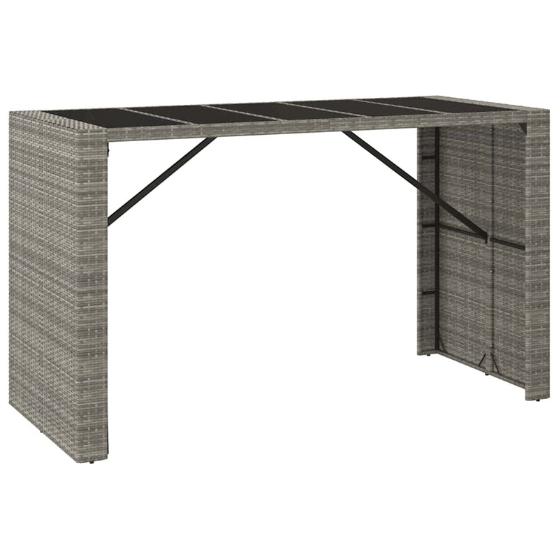 Set bar pentru grădină, 9 piese, gri, poliratan/lemn acacia