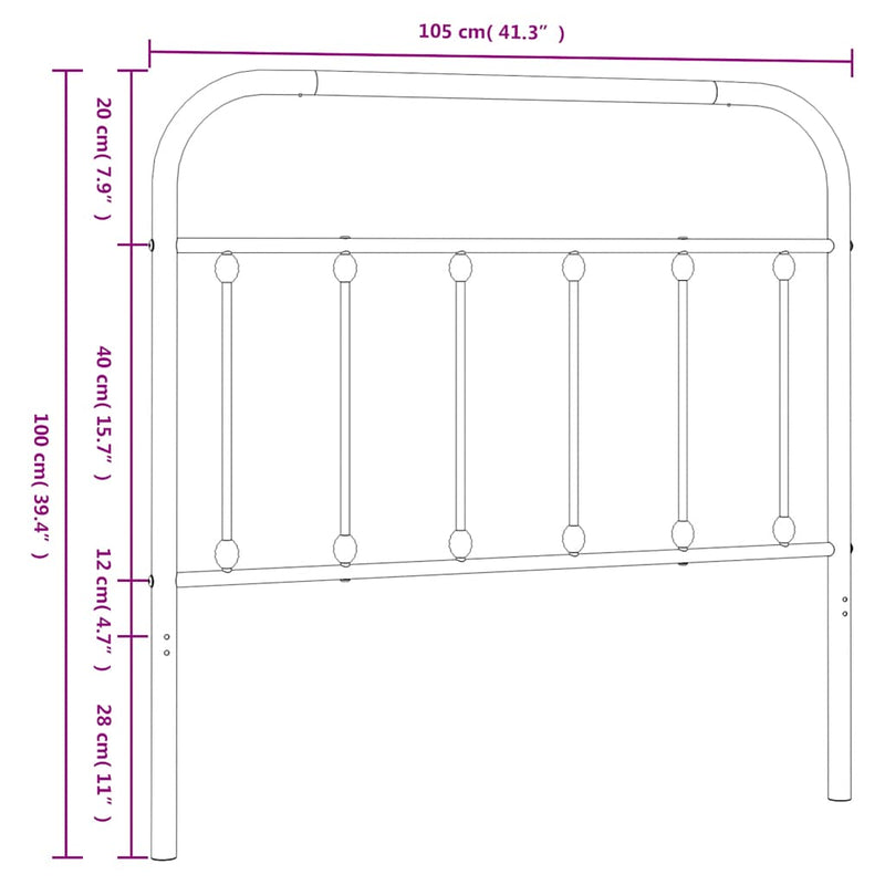 Tăblie de pat de schimb metalică, alb, 100 cm