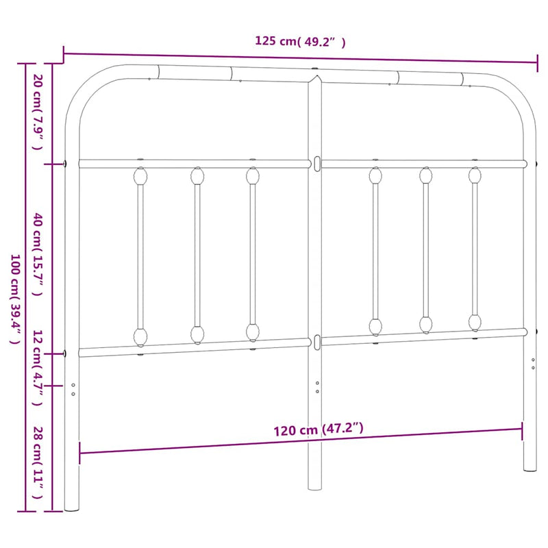 Tăblie de pat de schimb metalică, alb, 120 cm