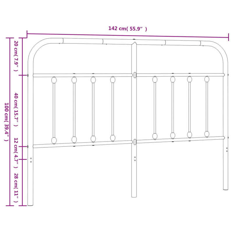 Tăblie de pat de schimb metalică, alb, 135 cm