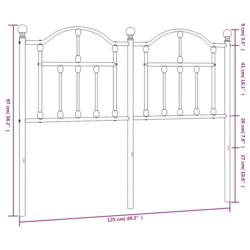 Tăblie de pat de schimb metalică, negru, 120 cm