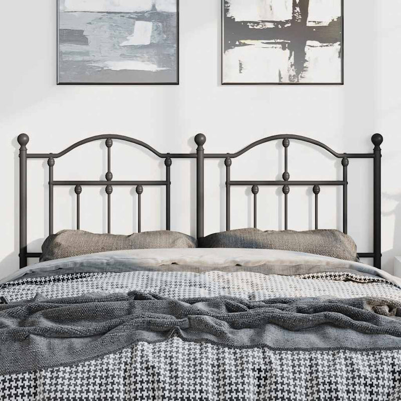 Tăblie de pat de schimb metalică, negru, 150 cm
