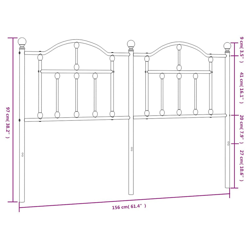 Tăblie de pat de schimb metalică, negru, 150 cm