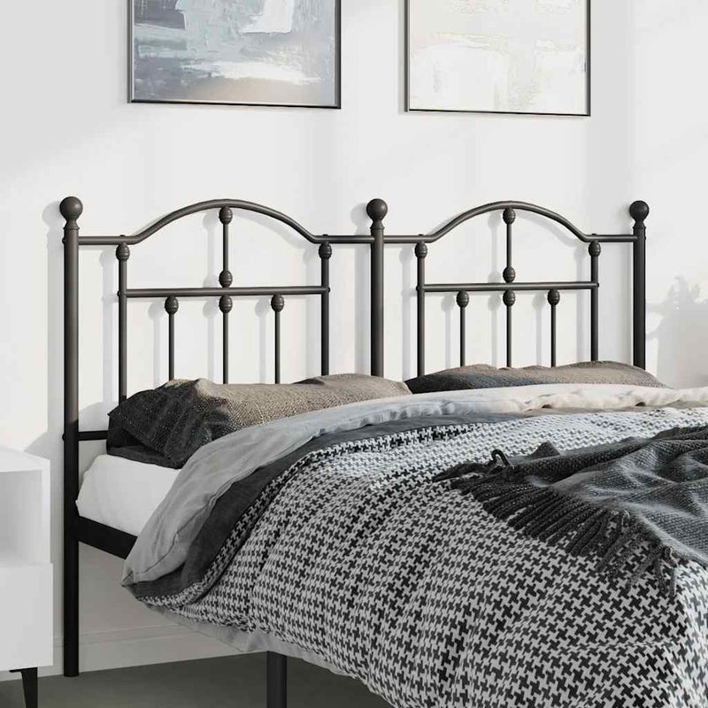 Tăblie de pat de schimb metalică, negru, 150 cm
