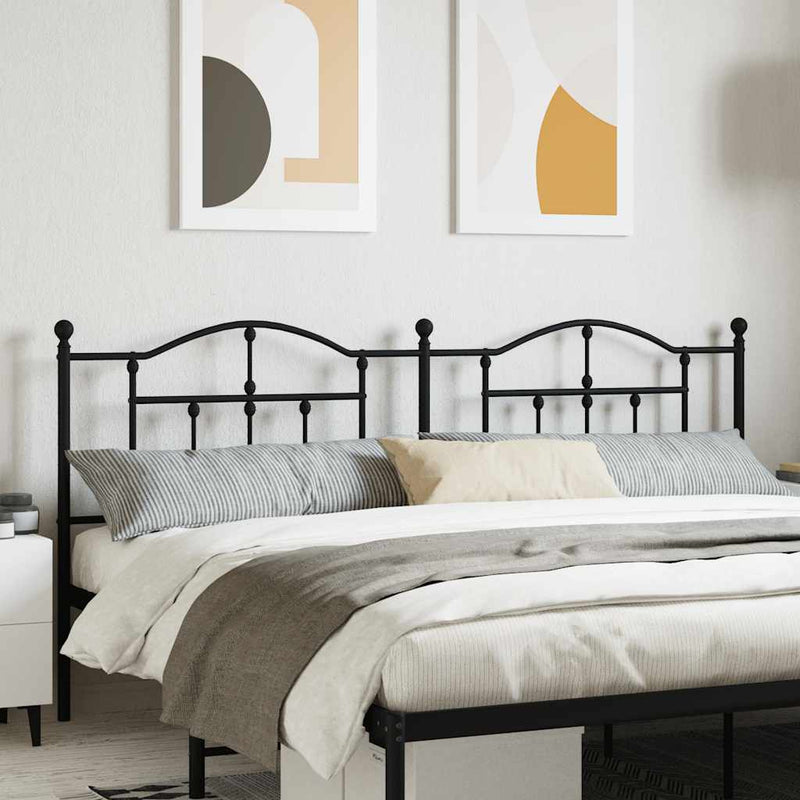 Tăblie de pat de schimb metalică, negru, 200 cm