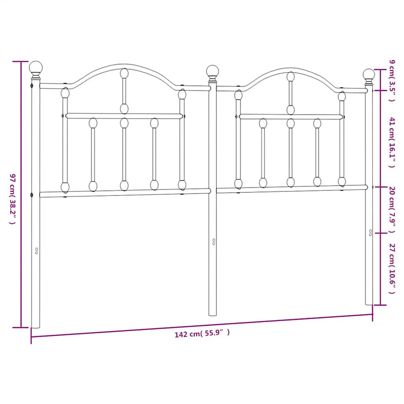 Tăblie de pat de schimb metalică, alb, 135 cm