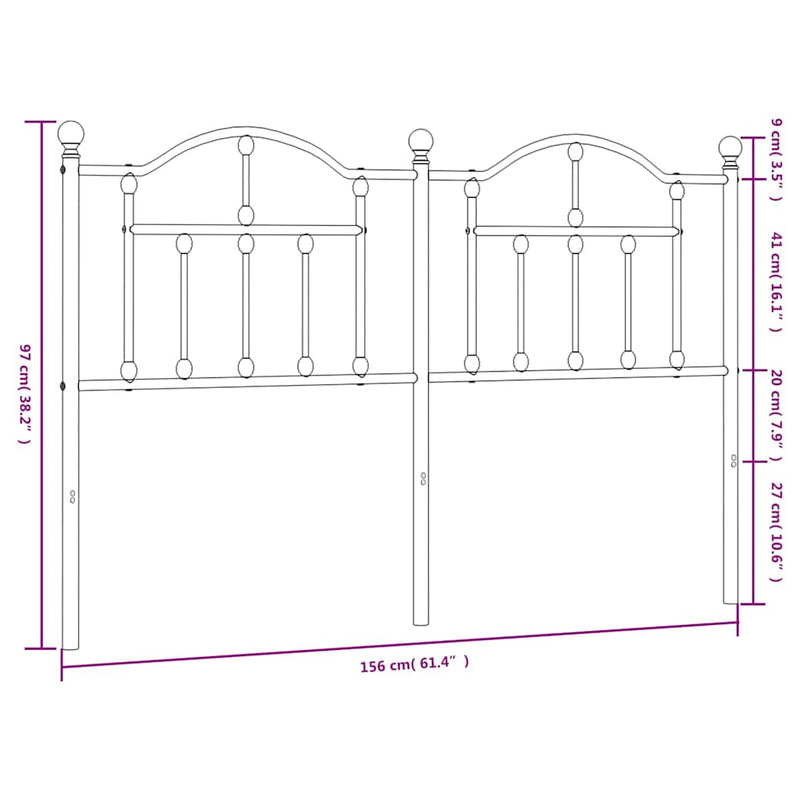 Tăblie de pat de schimb metalică, alb, 150 cm