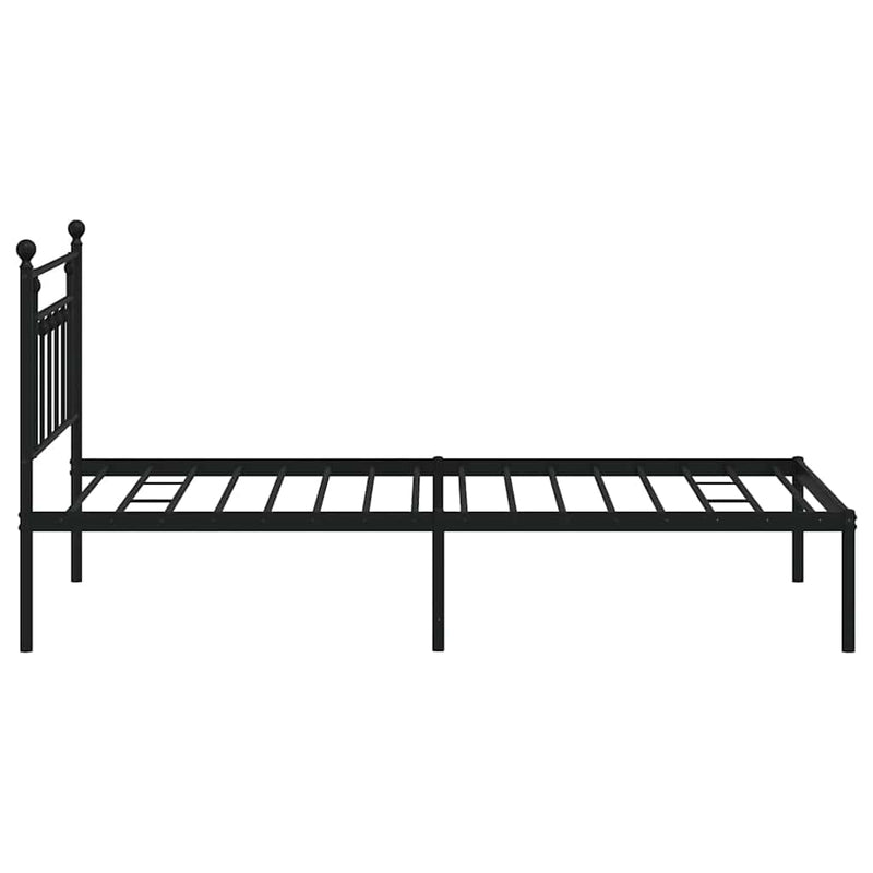 Cadru de pat din metal cu tăblie, negru, 100x200 cm