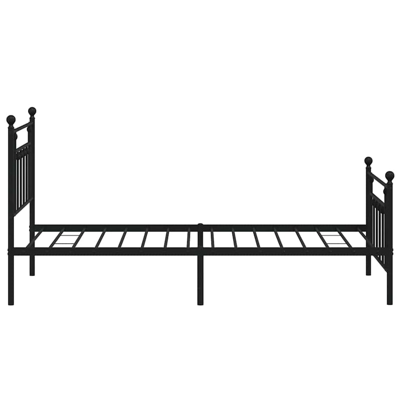 Cadru pat metalic cu tăblii de cap/picioare, negru, 100x190 cm