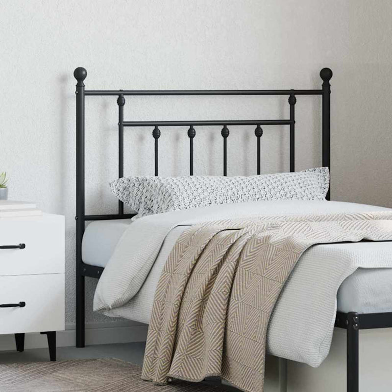 Tăblie de pat de schimb metalică, negru, 90 cm