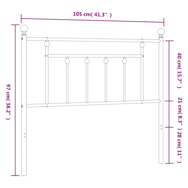 Tăblie de pat de schimb metalică, negru, 100 cm