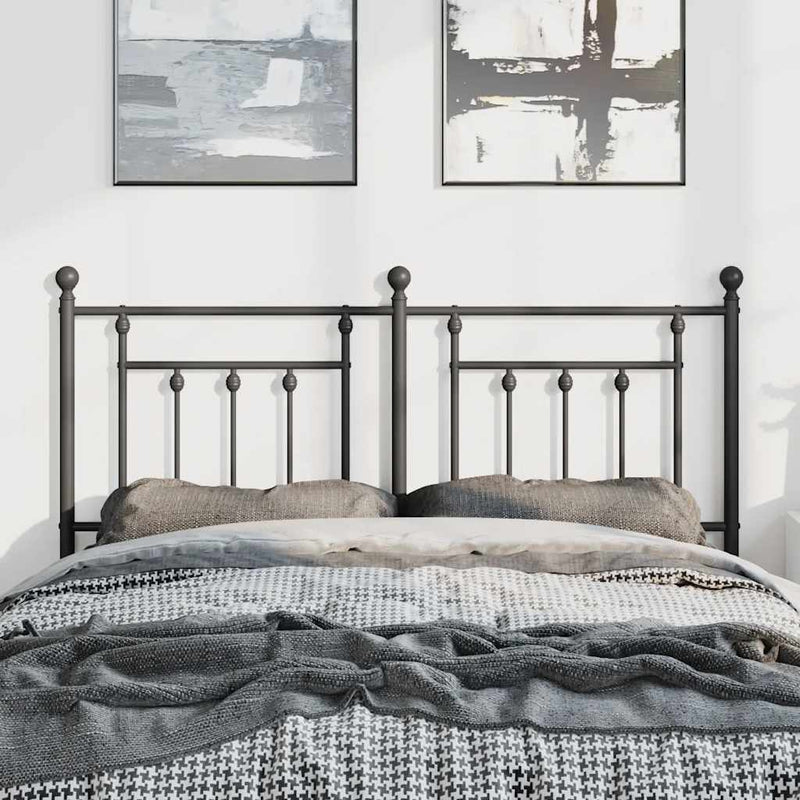 Tăblie de pat de schimb metalică, negru, 135 cm