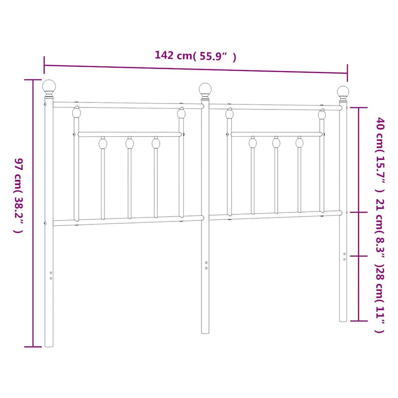 Tăblie de pat de schimb metalică, negru, 135 cm