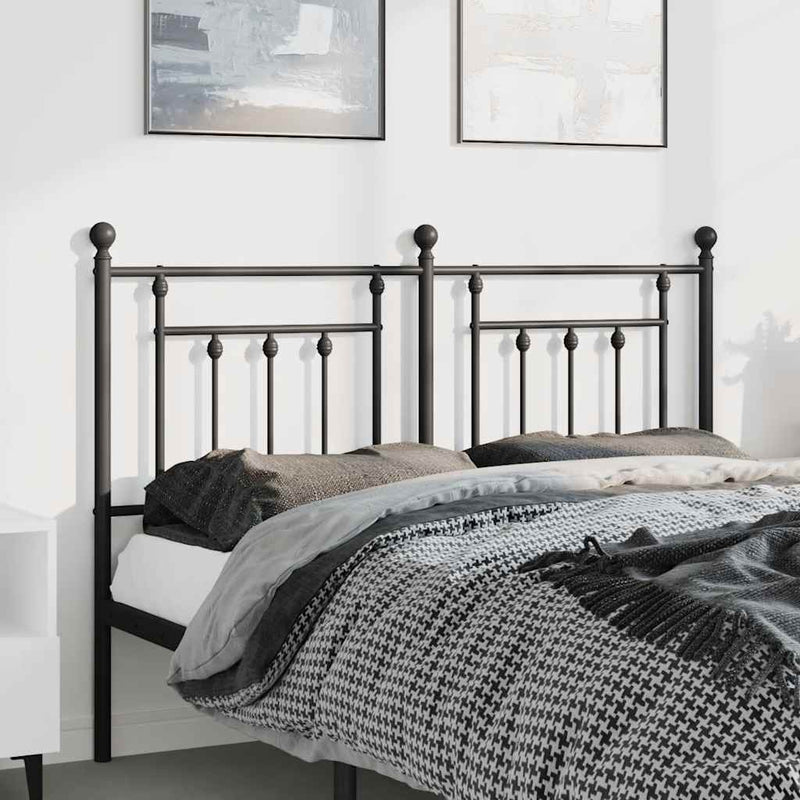 Tăblie de pat de schimb metalică, negru, 135 cm