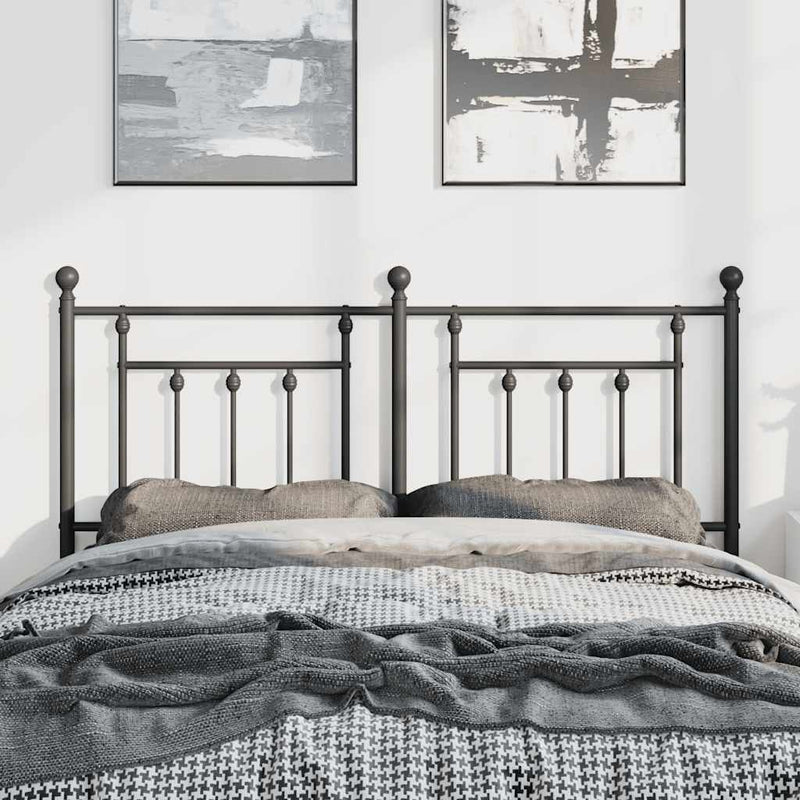 Tăblie de pat de schimb metalică, negru, 150 cm